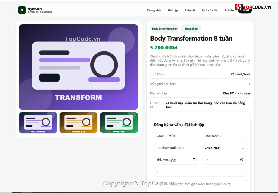 website tư vấn,web quản lý,gym